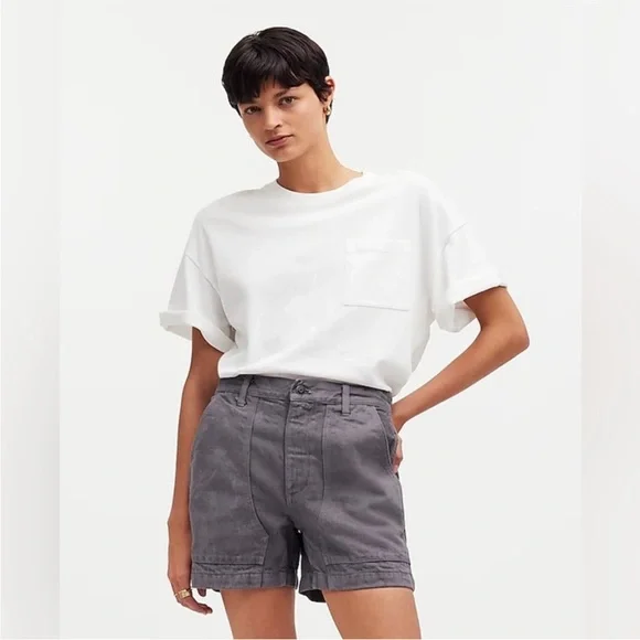 Madewell x MN Dye Studio Workwear Utility Shorts in Dark Gray Denim Size 24 XXS - Picture 14 of 14